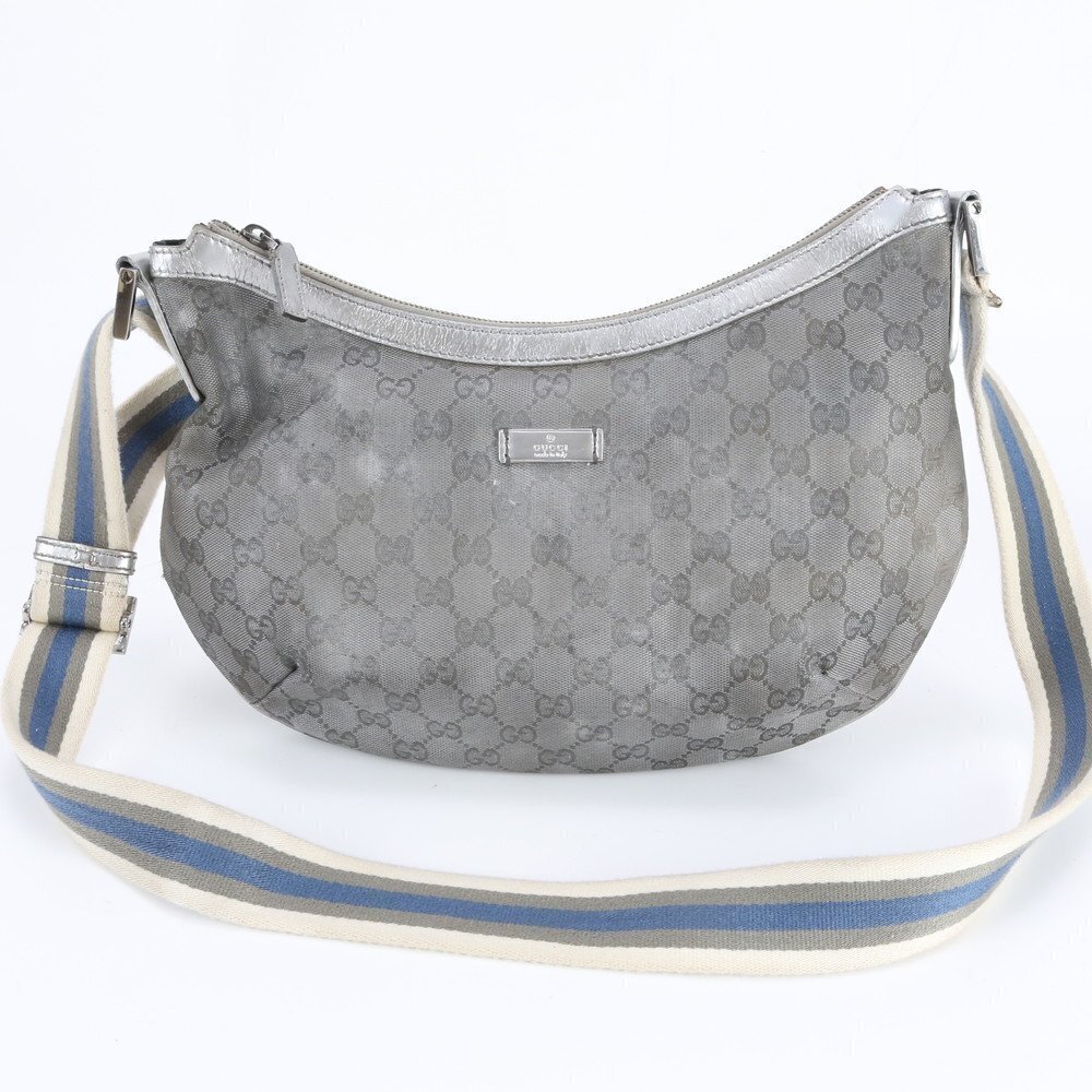 Gucci GG Canvas Leather Shoulder Bag Crossbody Half Moon Hand Tote EME